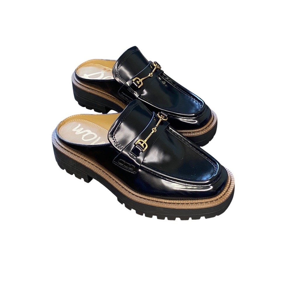 Sam Edelman Lennon Black Bit Platform Mule Loafers Mens 7.5M EUR 38 Lug Sole